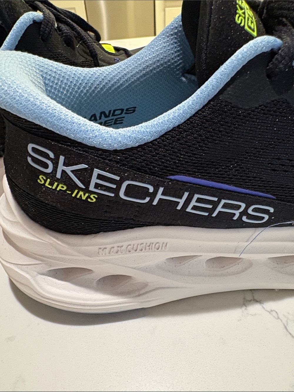 Skechers Black Athletic Sneakers with Light Blue and Neon Accents - Picture 9 of 10